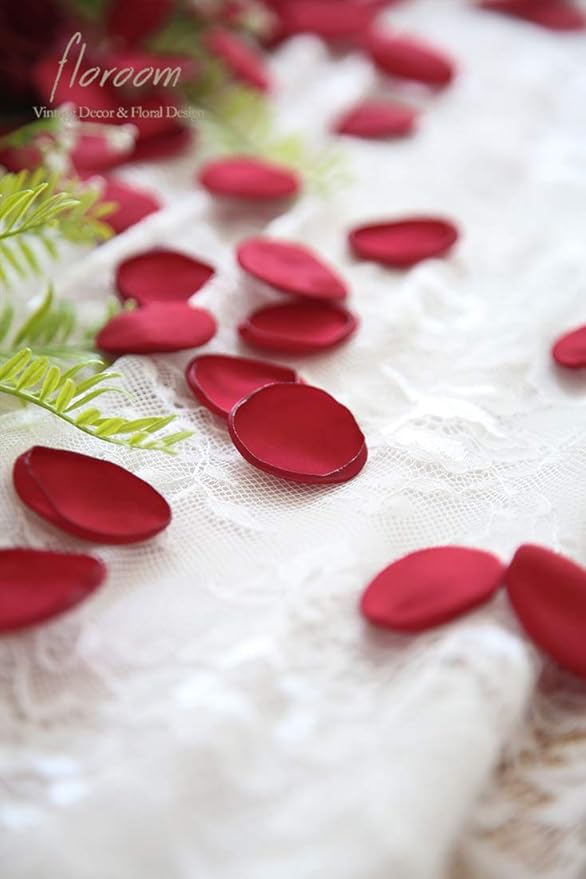 Floroom 300pcs Rose Petals Dark Red Faux Silk Flower Petals - Image 4