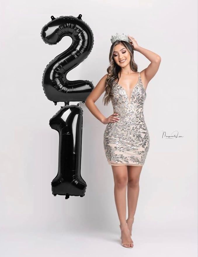 40 Inch Black Number Balloon 0-9, Big Size Happy Birthday Balloon, Foil Helium - Image 4