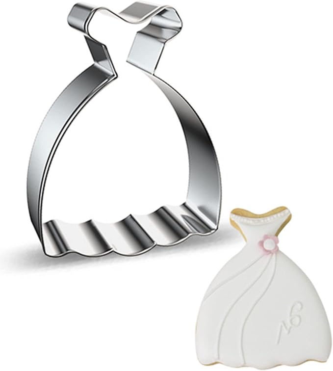 Large Size Dress Shaped Cookie Cutter, Stainless Steel Off-the-shoulder Wedding - Image 6