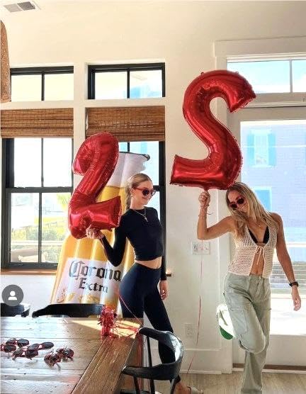 40 Inch Big Red Number 2 Balloon Birthday Decoration, Number 2 Helium Balloon - Image 7