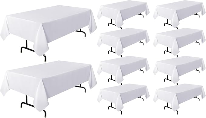 sancua 10 Pack White Tablecloth 60 x 102 Inch, Rectangle Table Cloth by sancua