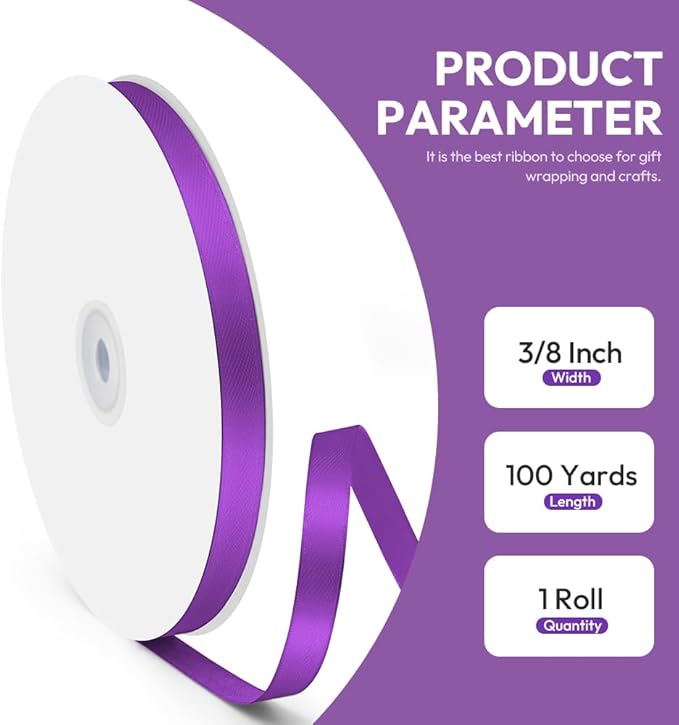 3/8" x 100 Yards Satin Ribbon - Image 2