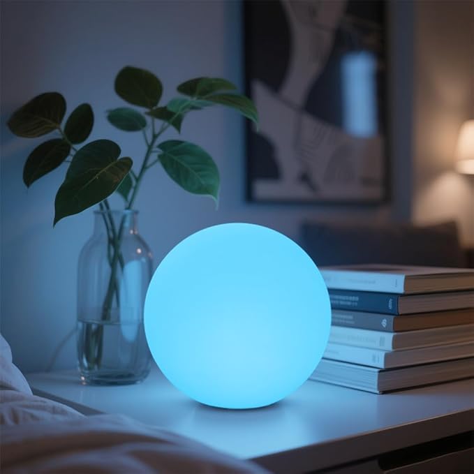8-in LED Glowing Ball Light for Kid, 16 RGB Color Changing Globe Orb Night by BALMOST