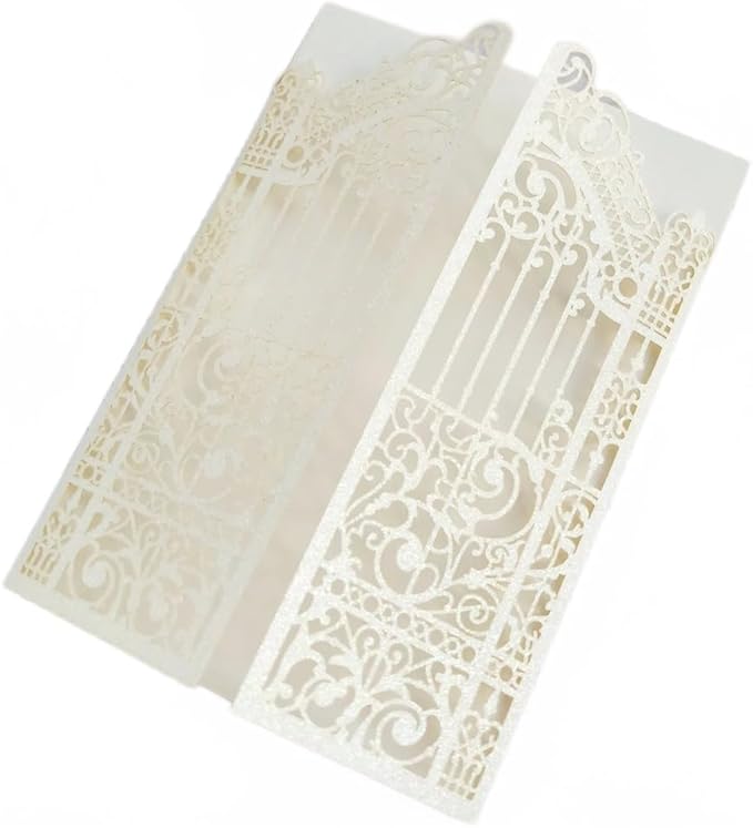 MillaSaw Glitter Ivory Invitation Card - Image 5