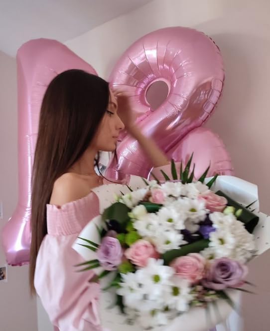 Helium Foil Pearlescent Pink Number 8 Balloon 40 Inch, Mylar Eight Numbers 8 18 - Image 8