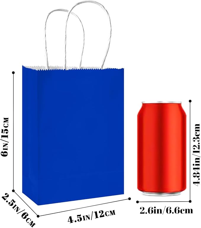 qiqee 50-Packs Diamond Blue Paper Gift Bags - Image 3
