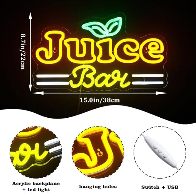 LooKLight Juice Bar Neon Sign, Bar Signs, Neon Sign - Image 4