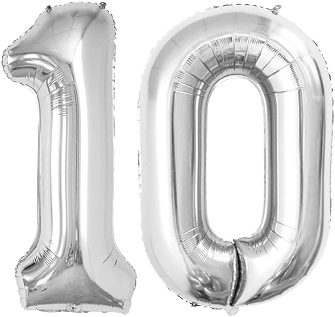 GOER Number 10 Balloons for 10th Birthday Party Decorations, 42 Inch Jumbo Foil by GOER