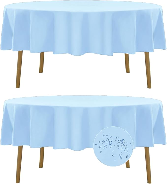 Fokitut 2 Pack Waterproof Round Tablecloth, 70 Inch, Stain Resistant and by BalsaCircle