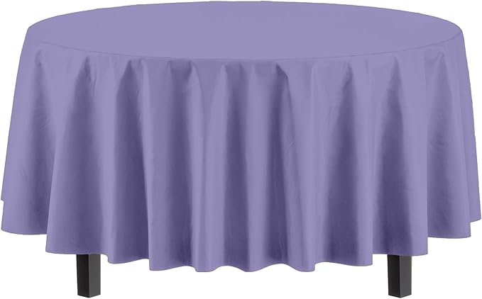 Party Solids 12-Pack Premium Plastic Tablecloth 84in. Round Table Cover - Image 2