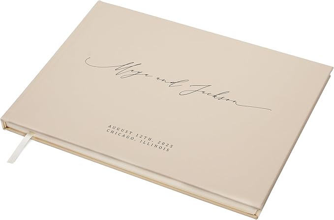 MUUJEE Personalized Guestbook in Oats- Premium Custom Modern Guest Book by MUUJEE