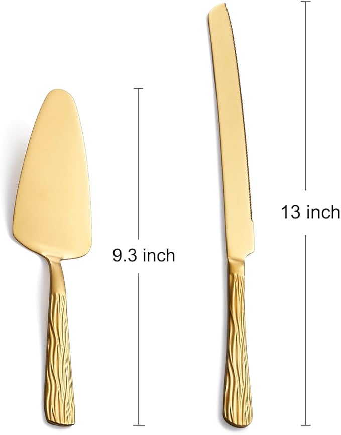 Gold Cake Cutter Set, Stainless Steel Cake Cutting Utensils Include Cake Knife - Image 2