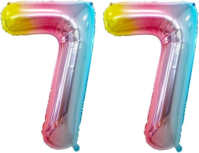 GOER Rainbow Foil Balloons Number 7, Huge Number Balloons - Image 5