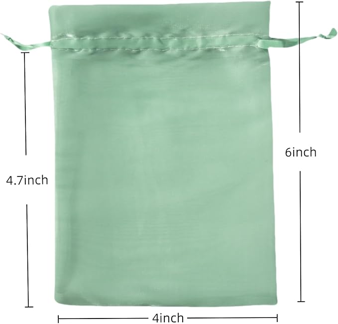 QIANF 20 Pcs Sage Green Small Organza Bags 4X6 inch - Image 3