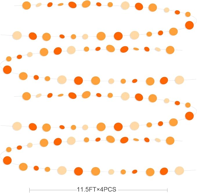 46 Ft Thanksgiving Fall Autumn Circle Dots Garland Gradient Orange Polka Dot - Image 2