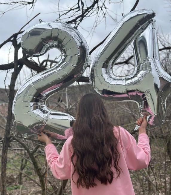 40 Inch Silver Large Number 14 Birthday Balloon, Giant Number 14 41 Balloons - Image 5
