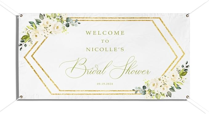 Personalized Bridal Shower Banner, Pastel Rainbow, 12x24 Inches, Wall Mount by Unknown