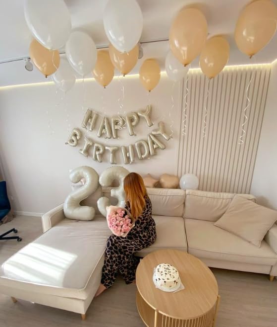 40 Inch Cream White Mylar Foil Number 6 Birthday Balloon, Digital Balloons - Image 6