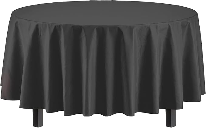 Exquisite Party Solids 12-Pack Premium Plastic Tablecloth 84in. Round Table by Exquisite
