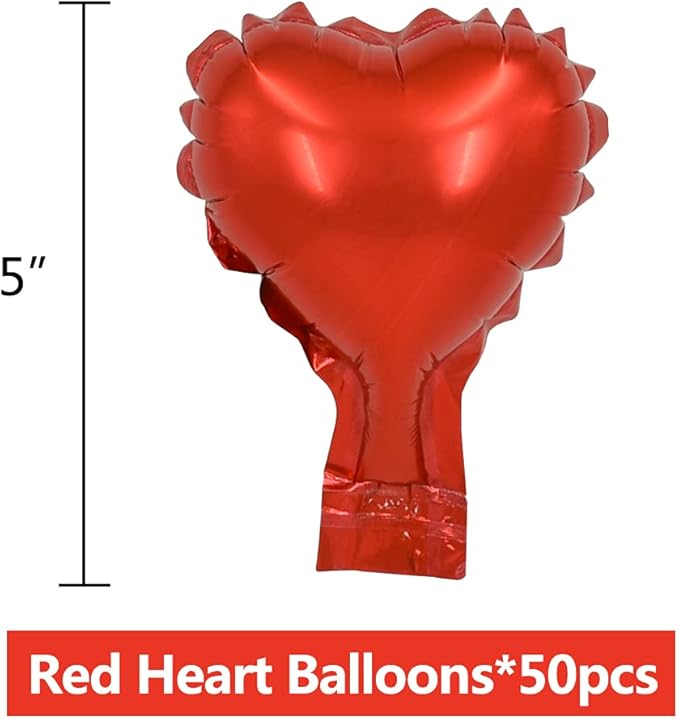 BEISHIDA 50pcs 5inch Red Heart Foil Mylar Balloons - Image 2