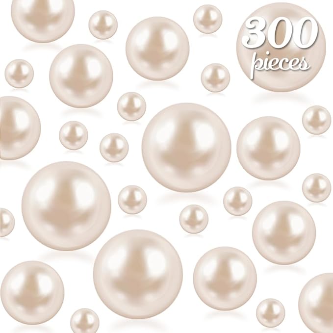300Pcs Cream Polished No Hole Faux Pearl Beads - Image 7