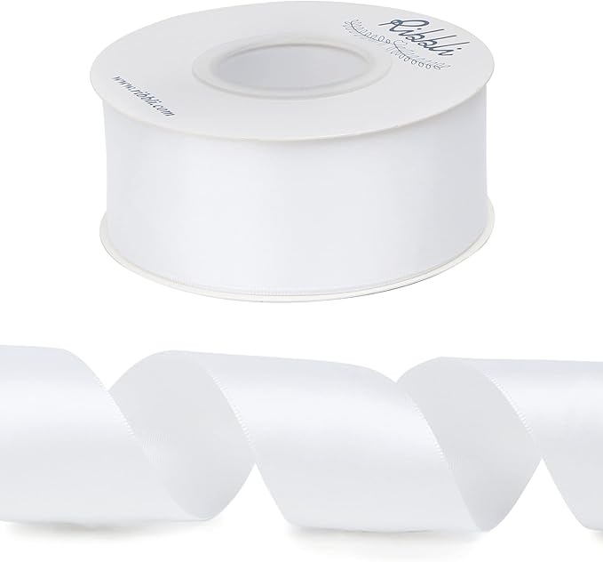 Ribbli White Double Faced Satin Ribbon, 1-1/2” x Continuous 25 Yards, Use - Image 2