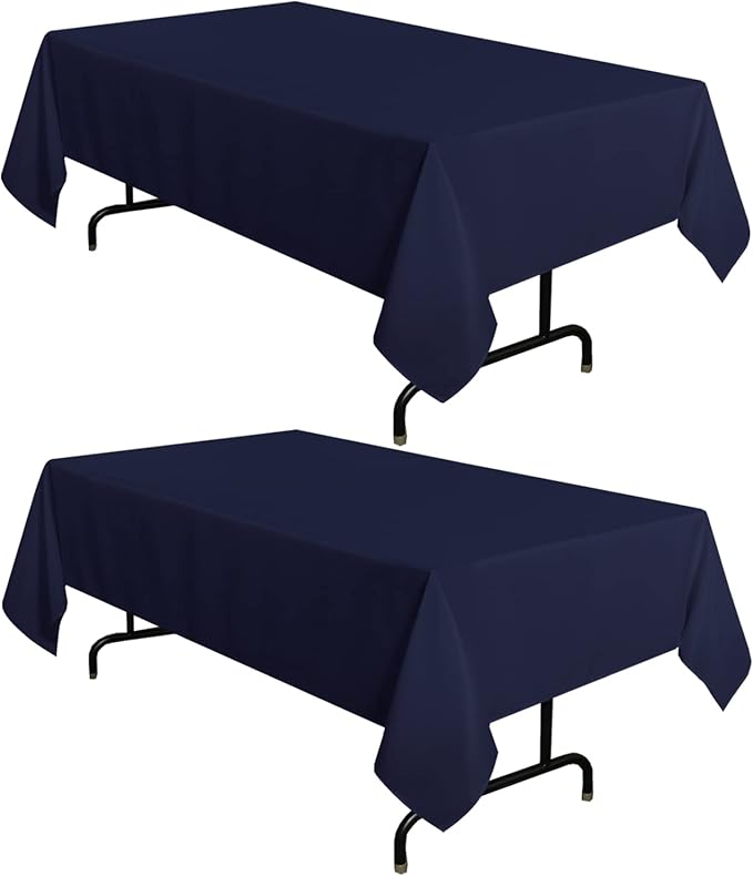 sancua 2 Pack Navy Tablecloth 60 x 84 Inch, Rectangle 4 Feet Table Cloth by sancua