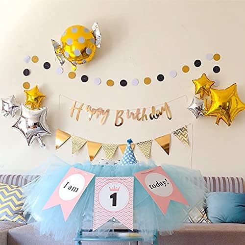 MerryNine Paper Garland 5 Pack, 65 Ft Glitter Paper Garland Circle Dots Hanging - Image 4