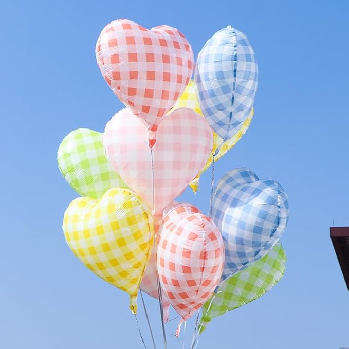 Colorful Checkered Heart Balloons - Image 3