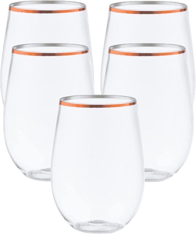 48 Pack 10 oz Small Plastic Stemless Wine Glasses by Oojami