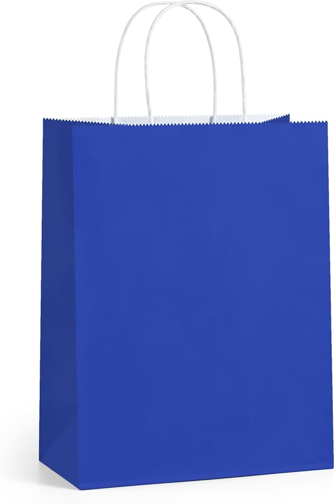 BagDream 8x4.25x10.5 Inch 100Pcs Royal Blue Gift Bags Medium Size, Kraft Paper - Image 7