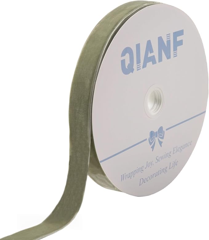 Vintage Sage Green Velvet Ribbon Christmas Ribbon by QIANF