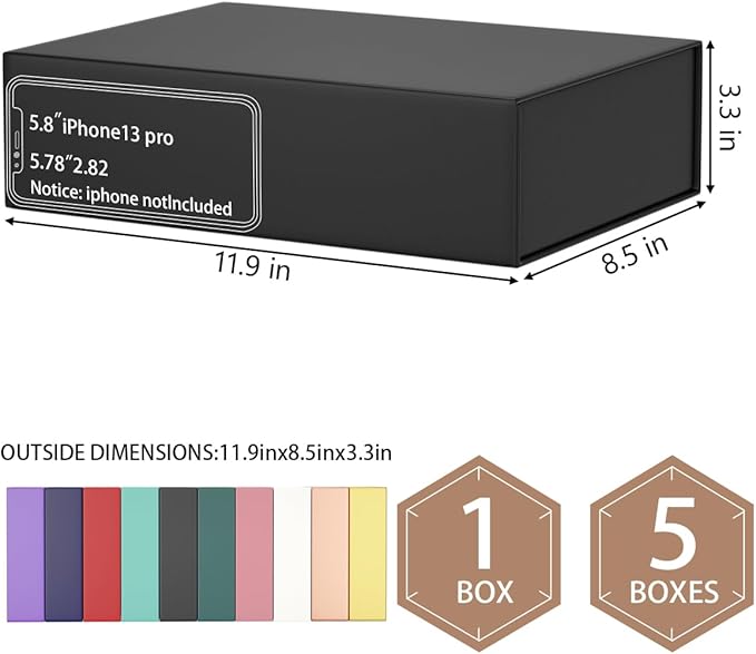 Black Gift Boxes 11.9" x 8.5" x 3.3" - Image 2