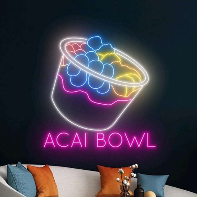 Acai Bowl Neon Sign, Acai Bowl LED Light, Acai Bowl Fruit Neon Light, Open Led - Image 4