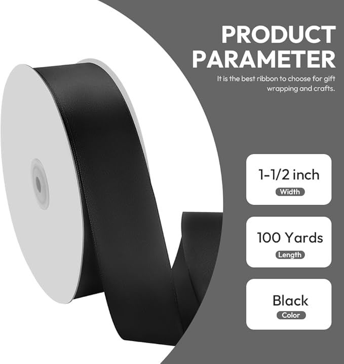 1-1/2" x 100 Yards Wide Satin Ribbon, Gift Ribbon - Image 2