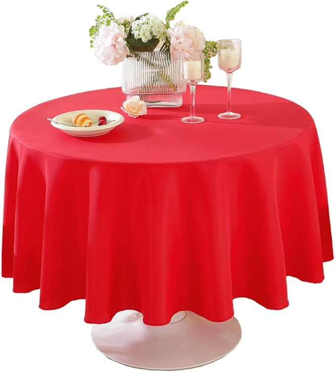 Craft And Party Round Tablecloth, 70 Inch Red Tablecloth, Polyester Fabric by CraftAndParty