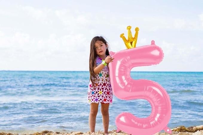 Pink 40 Inch Number Balloon - Image 4