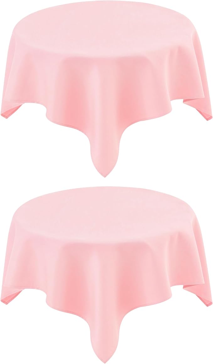2 Pack Small Square Table Cloth 36X36 Inch Pink Tablecloth Washable Polyester by mylacerhome