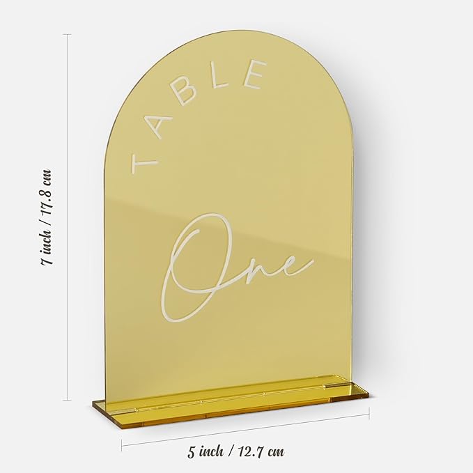 Gold Mirror Arched Wedding Table Numbers - Image 2