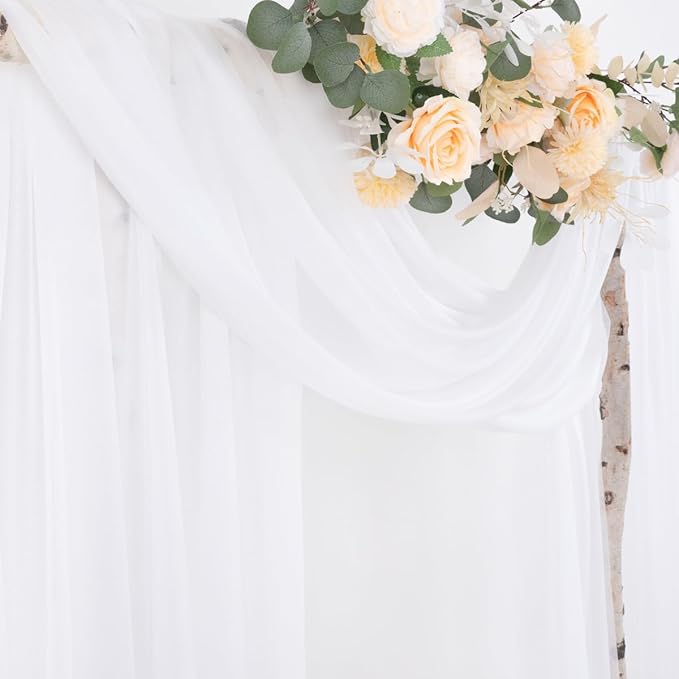 Socomi White Sheer Wedding Arch Draping Fabric 29" x 20Ft 1 Panel Outdoor - Image 4