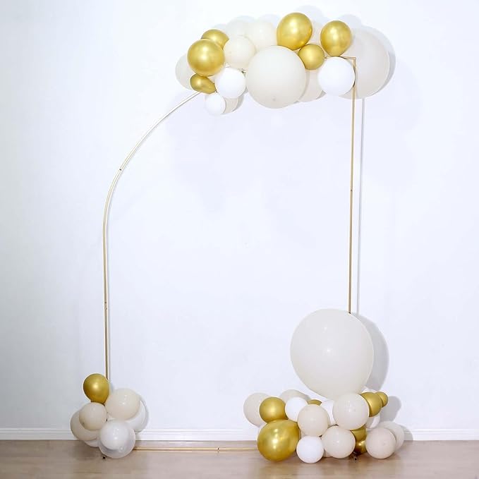 Tableclothsfactory 8ft Gold Metal Wedding Arch Chiara Backdrop Stand, Half Moon - Image 9