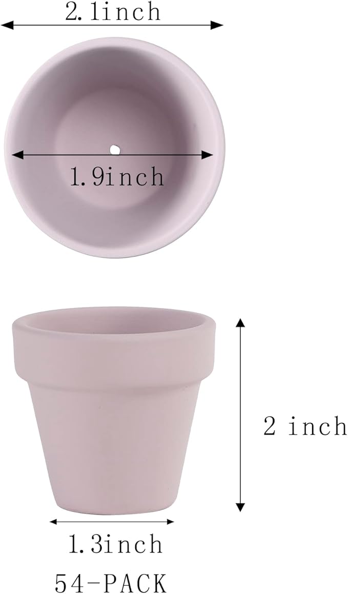 54 Pcs Small Mini Pink Clay Pots 2.1'' Terracotta Pot Clay Ceramic Pottery - Image 2