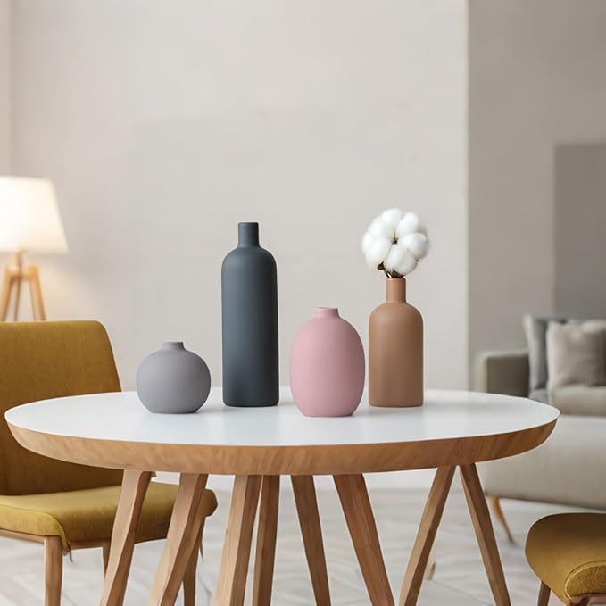 Modern Ceramic Vase Set, Neutral Colors, Decorative Vases - Image 9