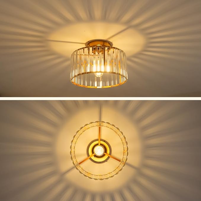 Crystal Ceiling Light Fixture, Modern Semi Flush Mount Ceiling Light, Close To - Image 6