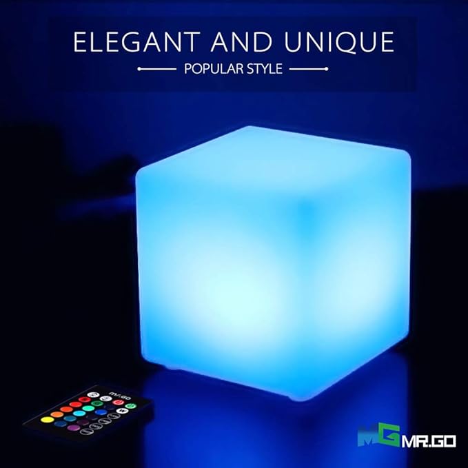Mr.Go 10-inch Rechargeable LED Cube Light w/Remote, 16 RGB Colors & Dimmable - Image 6