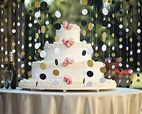 MerryNine Paper Garland 5 Pack, 65 Ft Glitter Paper Garland Circle Dots Hanging - Image 3
