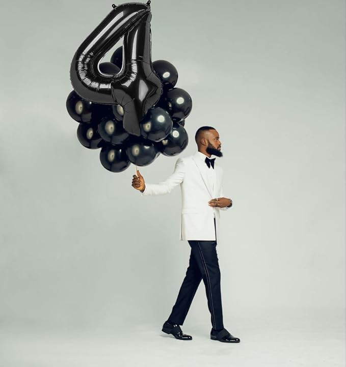 40 Inch Black Number Balloon 0-9, Big Size Happy Birthday Balloon, Foil Helium - Image 7