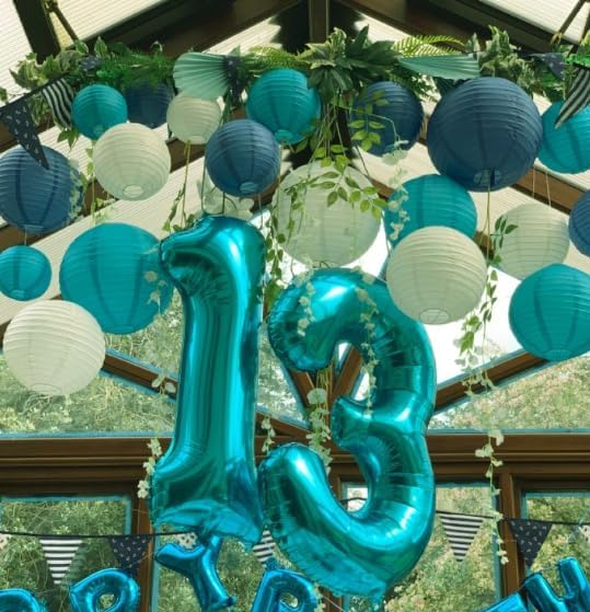 40 Inch Teal Blue 3 Large Number Balloon, 3 13 23 30 33 36 Teal Blue Birthday - Image 4