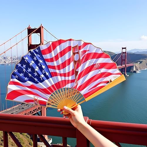 Folding Paper Hand Fan – Golden Gate Bridge Art Folding Fan, Decorative - Image 2