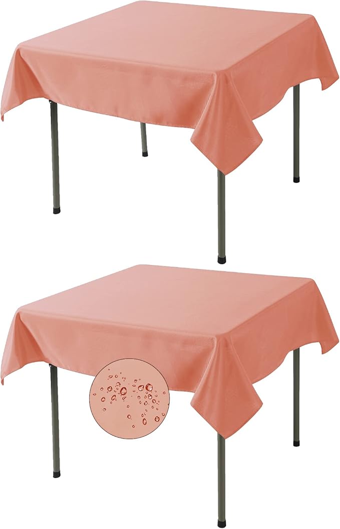 Fokitut 2 Pack Waterproof Square Tablecloth, 52x52 Inch, Stain Resistant and by BalsaCircle